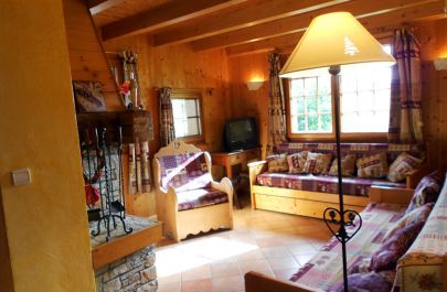 G&icirc;te n&deg;73G186136 NOTRE DAME DE BELLECOMBE - Savoie - Coin salon avec chemin&eacute;e